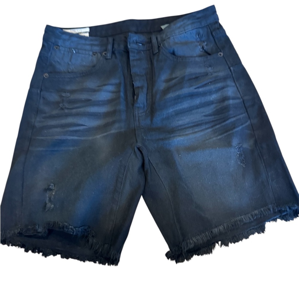 One Teaspoon Fox Black Mr. Black Distressed Denim Shorts Men’s
